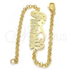 Oro Laminado Fancy Bracelet, Gold Filled Style Nameplate Design, Polished, Golden Finish, 03.63.1981.08