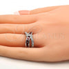 Rhodium Plated Multi Stone Ring, with Garnet and White Cubic Zirconia, Polished, Rhodium Finish, 01.210.0045.3.09 (Size 9)