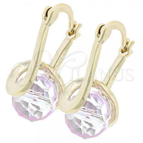 Oro Laminado Small Hoop, Gold Filled Style Spiral Design, with Rhodolite Crystal, Polished, Golden Finish, 5.120.019
