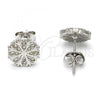 Sterling Silver Stud Earring, with White Micro Pave, Polished, Rhodium Finish, 02.285.0015