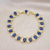Oro Laminado Tennis Bracelet, Gold Filled Style with Sapphire Blue and White Cubic Zirconia, Polished, Golden Finish, 03.206.0007.5.07