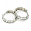 Sterling Silver Huggie Hoop, with White Cubic Zirconia, Polished, Rhodium Finish, 02.286.0003.20