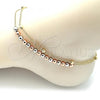 Oro Laminado Charm Anklet , Gold Filled Style Ball Design, Polished, Tricolor, 03.331.0070.10
