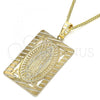 Oro Laminado Pendant Necklace, Gold Filled Style Guadalupe Design, Polished, Golden Finish, 04.106.0055.1.20