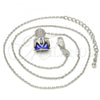 Rhodium Plated Pendant Necklace, with Bermuda Blue Swarovski Crystals and White Micro Pave, Polished, Rhodium Finish, 04.239.0021.2.16