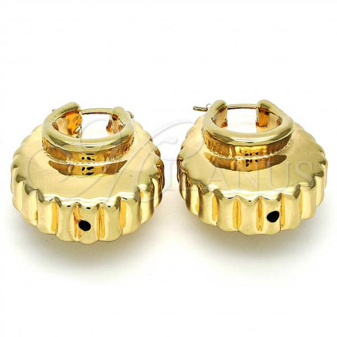 Oro Laminado Medium Hoop, Gold Filled Style Hollow Design, Diamond Cutting Finish, Golden Finish, 02.91.0052
