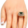 Oro Laminado Multi Stone Ring, Gold Filled Style with Green and White Cubic Zirconia, Polished, Golden Finish, 01.284.0005.08 (Size 8)