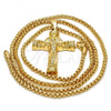 Oro Laminado Pendant Necklace, Gold Filled Style Crucifix Design, Polished, Golden Finish, 04.242.0062.30