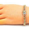 Oro Laminado Basic Bracelet, Gold Filled Style Chunky Design, with White Micro Pave, Polished, Golden Finish, 04.156.0466.08