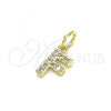 Oro Laminado Fancy Pendant, Gold Filled Style Initials Design, with White Cubic Zirconia, Polished, Golden Finish, 05.341.0026