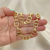 Oro Laminado Basic Necklace, Gold Filled Style Puff Mariner Design, Polished, Golden Finish, 04.362.0042.18