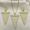 Oro Laminado Earring and Pendant Adult Set, Gold Filled Style with White Crystal and Ivory Pearl, Polished, Golden Finish, 10.99.0009