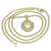 Oro Laminado Pendant Necklace, Gold Filled Style Heart Design, with White Micro Pave, Polished, Golden Finish, 04.156.0385.20