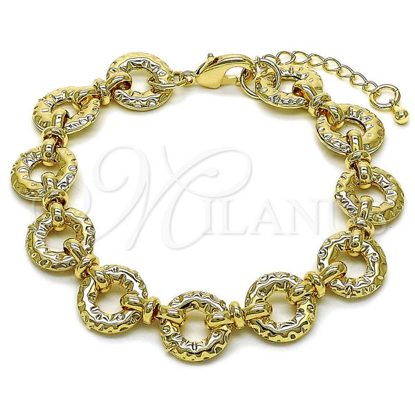 Oro Laminado Fancy Bracelet, Gold Filled Style Hollow Design, Polished, Golden Finish, 03.418.0002.08