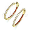 Oro Laminado Huggie Hoop, Gold Filled Style with Garnet and White Cubic Zirconia, Polished, Golden Finish, 02.156.0567.1.30