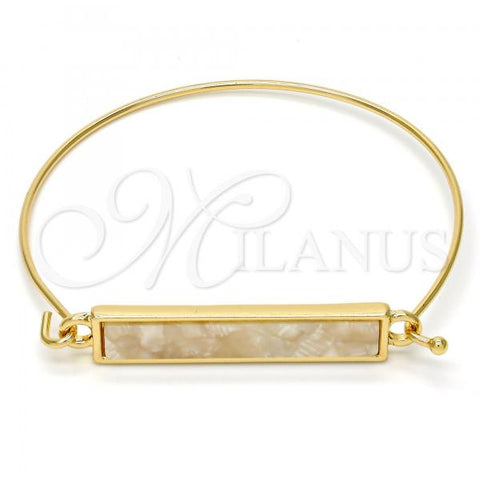 Gold Tone Individual Bangle, with White Mother of Pearl, Polished, Golden Finish, 07.263.0001.04.GT (01 MM Thickness, Size 5 - 2.50 Diameter)
