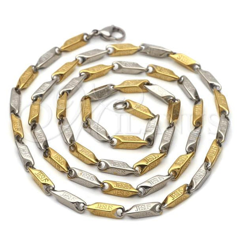 Stainless Steel Basic Necklace, Diamond Cutting Finish, Two Tone, 04.113.0061.30