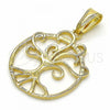 Oro Laminado Fancy Pendant, Gold Filled Style Tree and Filigree Design, Polished, Golden Finish, 05.09.0063