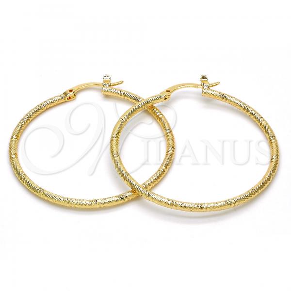 Oro Laminado Medium Hoop, Gold Filled Style Diamond Cutting Finish, Golden Finish, 02.168.0039.40