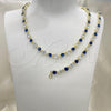Oro Laminado Necklace and Bracelet, Gold Filled Style with Sapphire Blue and White Cubic Zirconia, Polished, Golden Finish, 06.205.0031.3