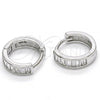 Sterling Silver Huggie Hoop, with White Cubic Zirconia, Polished, Rhodium Finish, 02.186.0121.1.12