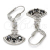 Rhodium Plated Long Earring, with Black Cubic Zirconia and White Micro Pave, Polished, Rhodium Finish, 02.236.0012.6