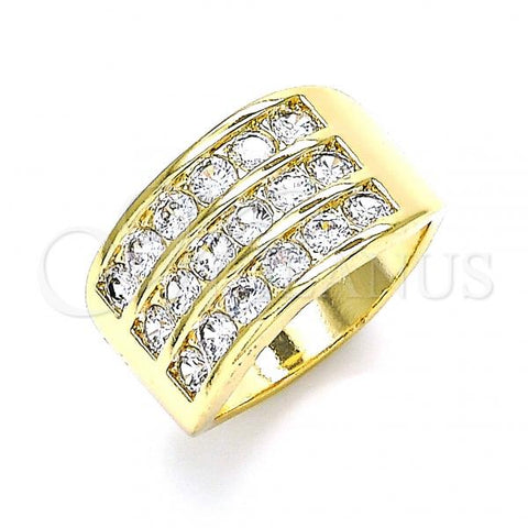 Oro Laminado Multi Stone Ring, Gold Filled Style with White Cubic Zirconia, Polished, Golden Finish, 01.346.0017.08