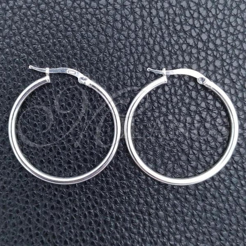 Sterling Silver Small Hoop, Hollow Design, Polished, Silver Finish, 02.389.0186.25