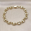 Oro Laminado Basic Bracelet, Gold Filled Style Puff Mariner Design, Polished, Golden Finish, 04.213.0313.08