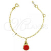 Oro Laminado Charm Bracelet, Gold Filled Style Ladybug Design, Enamel Finish, Golden Finish, 03.16.0004