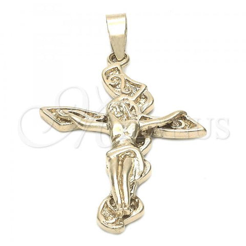 Oro Laminado Religious Pendant, Gold Filled Style Crucifix Design, Diamond Cutting Finish, Golden Finish, 5.192.035