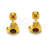 Stainless Steel Stud Earring, Heart Design, with Brown Crystal, Polished, Golden Finish, 02.271.0004.7