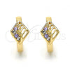Oro Laminado Huggie Hoop, Gold Filled Style with Amethyst and White Crystal, Polished, Golden Finish, 02.165.0145.4