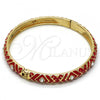 Oro Laminado Individual Bangle, Gold Filled Style with White Crystal, Red Enamel Finish, Golden Finish, 07.246.0007.1.05 (07 MM Thickness, Size 5 - 2.50 Diameter)
