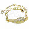 Oro Laminado Fancy Bracelet, Gold Filled Style with White Crystal, Polished, Golden Finish, 03.351.0057.07