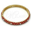 Oro Laminado Individual Bangle, Gold Filled Style with White Crystal, Red Enamel Finish, Golden Finish, 07.246.0007.1.05 (07 MM Thickness, Size 5 - 2.50 Diameter)