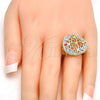 Oro Laminado Elegant Ring, Gold Filled Style Flower Design, Diamond Cutting Finish, Two Tone, 01.99.0096.07 (Size 7)