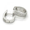 Sterling Silver Huggie Hoop, with White Micro Pave, Polished, Rhodium Finish, 02.174.0061.15