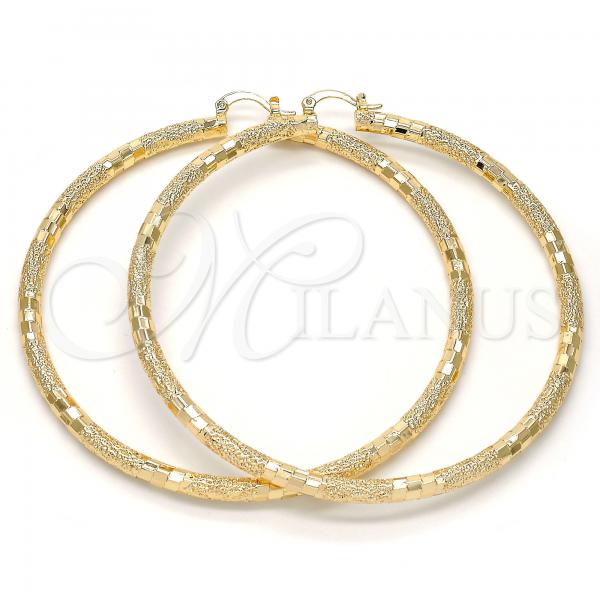 Oro Laminado Extra Large Hoop, Gold Filled Style Hollow Design, Matte Finish, Golden Finish, 02.170.0125.80