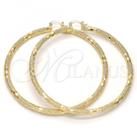 Oro Laminado Extra Large Hoop, Gold Filled Style Hollow Design, Matte Finish, Golden Finish, 02.170.0125.80