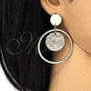 Oro Laminado Long Earring, Gold Filled Style with Gray Mother of Pearl, Polished, Golden Finish, 02.268.0071.1