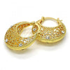 Oro Laminado Medium Hoop, Gold Filled Style with White Crystal, Polished, Golden Finish, 02.170.0186.30