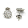 Sterling Silver Stud Earring, with White Cubic Zirconia, Polished, Rhodium Finish, 02.285.0012