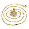 Oro Laminado Pendant Necklace, Gold Filled Style Elephant Design, with White Micro Pave, Polished, Golden Finish, 04.233.0003.18
