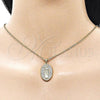 Oro Laminado Religious Pendant, Gold Filled Style San Benito Design, with White Cubic Zirconia, Polished, Golden Finish, 05.156.0207