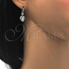 Rhodium Plated Dangle Earring, Heart Design, with Crystal Swarovski Crystals and White Cubic Zirconia, Polished, Rhodium Finish, 02.26.0261