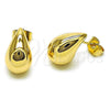 Oro Laminado Stud Earring, Gold Filled Style Teardrop and Hollow Design, Polished, Golden Finish, 02.283.0200
