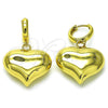 Oro Laminado Dangle Earring, Gold Filled Style Heart and Hollow Design, Polished, Golden Finish, 02.341.0215