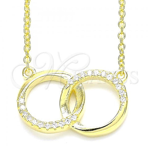 Sterling Silver Pendant Necklace, with White Cubic Zirconia, Polished, Golden Finish, 04.336.0030.2.16