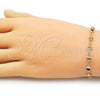 Oro Laminado Fancy Bracelet, Gold Filled Style Heart Design, with Multicolor Crystal, Polished, Golden Finish, 03.326.0027.07